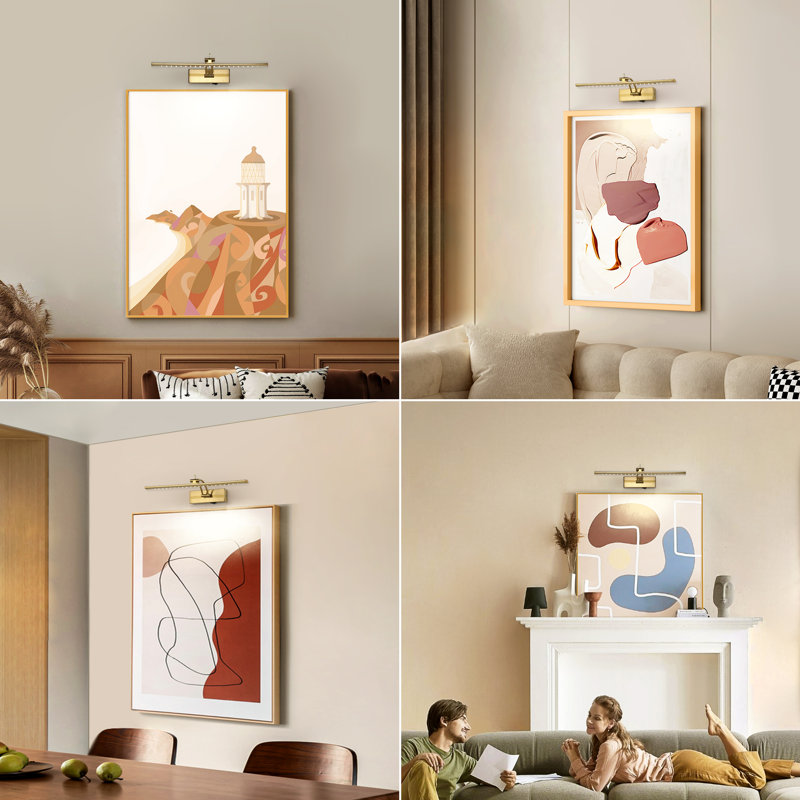 15.94 in. LED Picture Light with Remote Control Dimmable Single Color Temperatures 3000K Rotatable and Timer, Brass