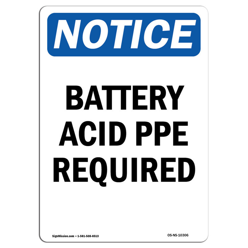 Battery Acid PPE Required Sign