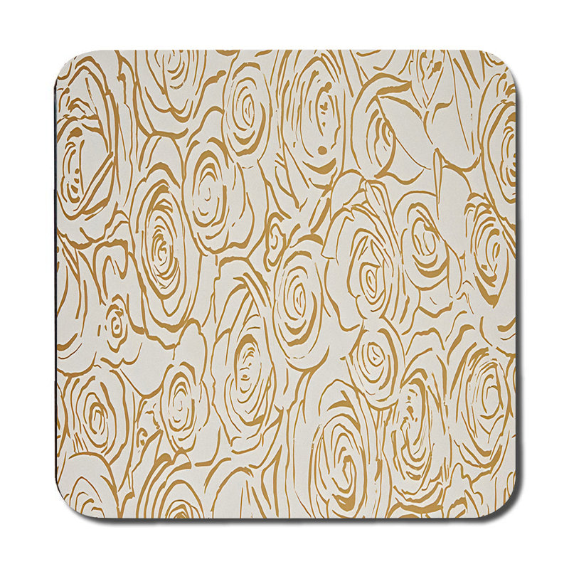 Ginkgo Leaf Placemats and Coaster Set in Neutral Beige
