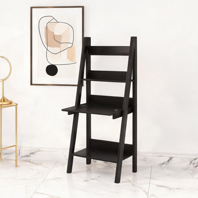 Bureau combinant un ordinateur à échelle pour bureau à domicile et une étagère avec une conception murale inclinée de 61 po