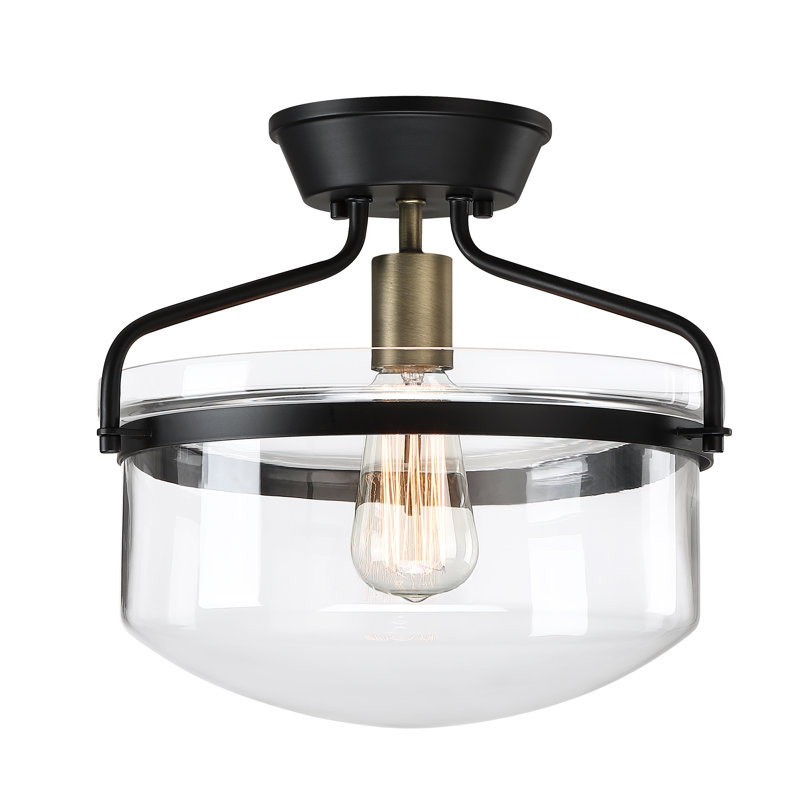 Plafonnier encastré 1 lumière 13,38 po Genter, Noir mat