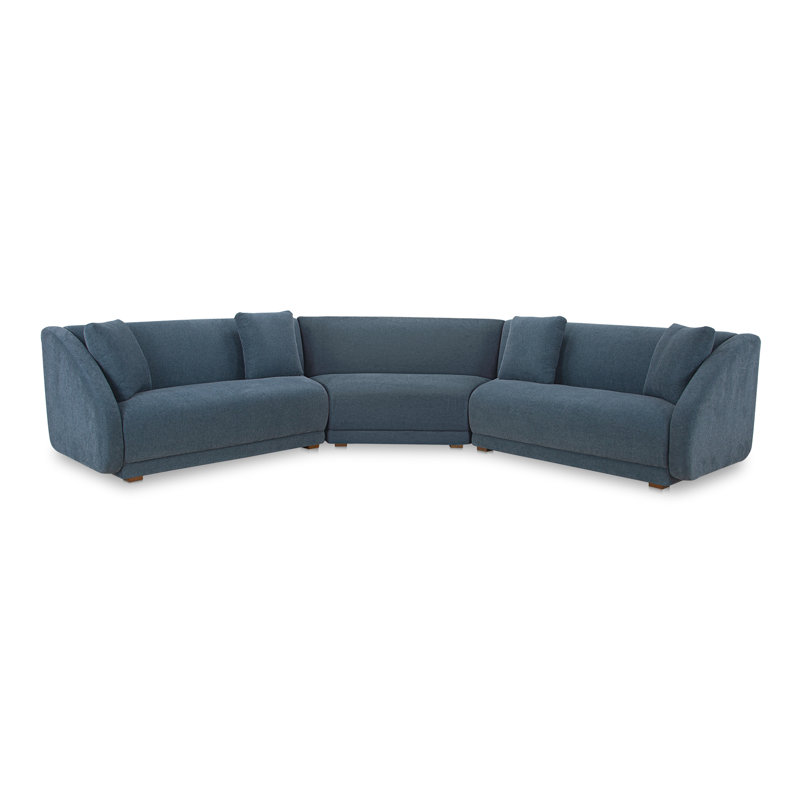 Canapé modulaire 3 pièces avec coin Rae, Polyester bleu
