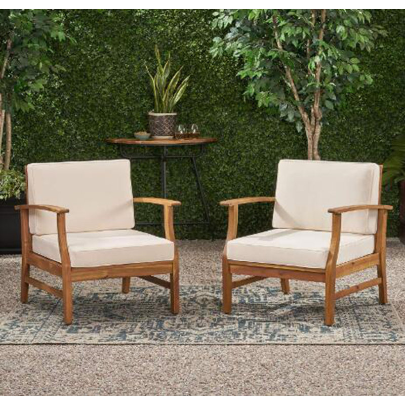 Ensemble de 2 chaises club, Naturel, Crème, crème