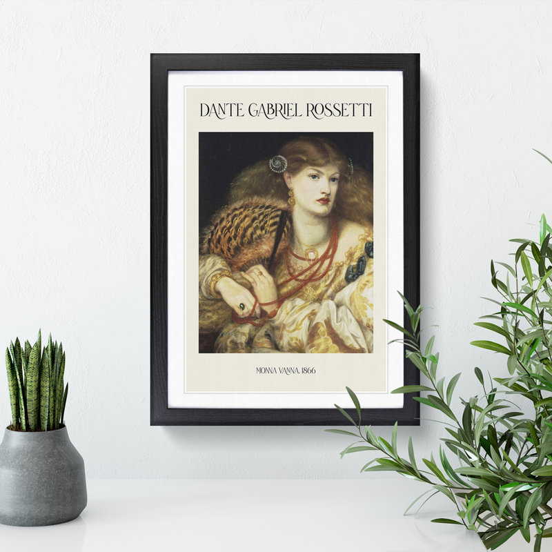 Monna Vanna by Dante Gabriel Rossetti - Picture Frame Painting, 36cm H x 27cm W x 2cm D, Black