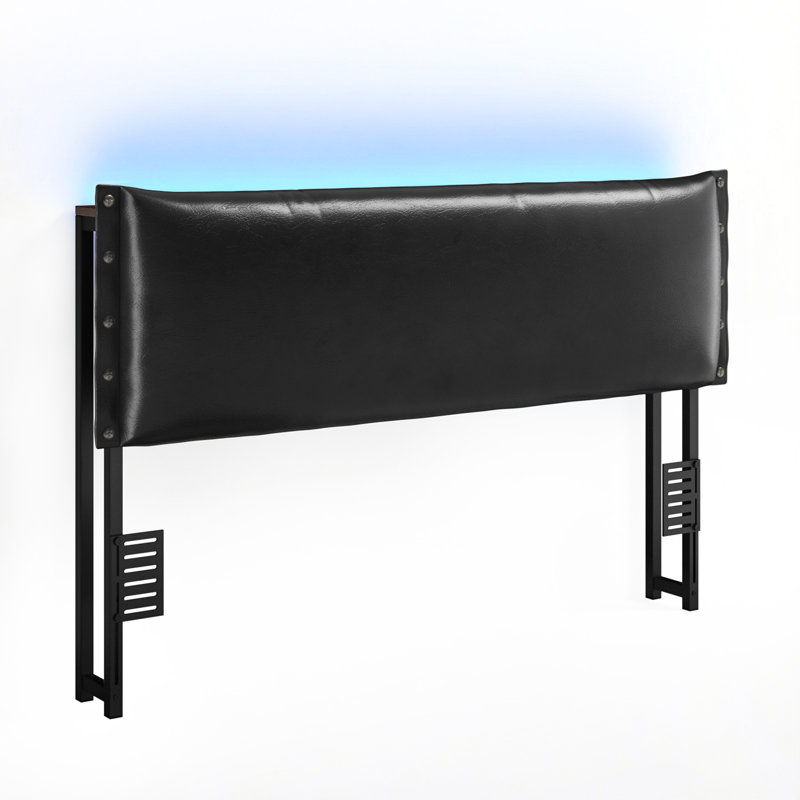Headboard for Queen Size Bed,Retro Oil-Waxed Leather Upholstered Head Board with Smart LED Lights (60,000 DIY Colors), Hidden Storage & USB/Type-C Ports, 3-Level Height Adjustable