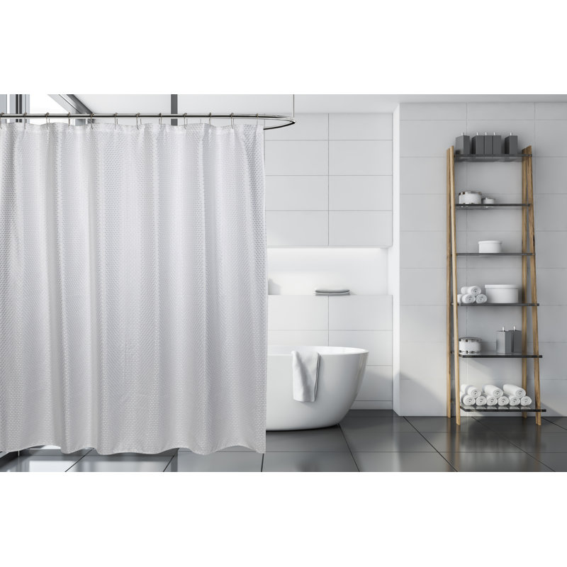 Tissu de douche gris cuertain Asisha, Blanc