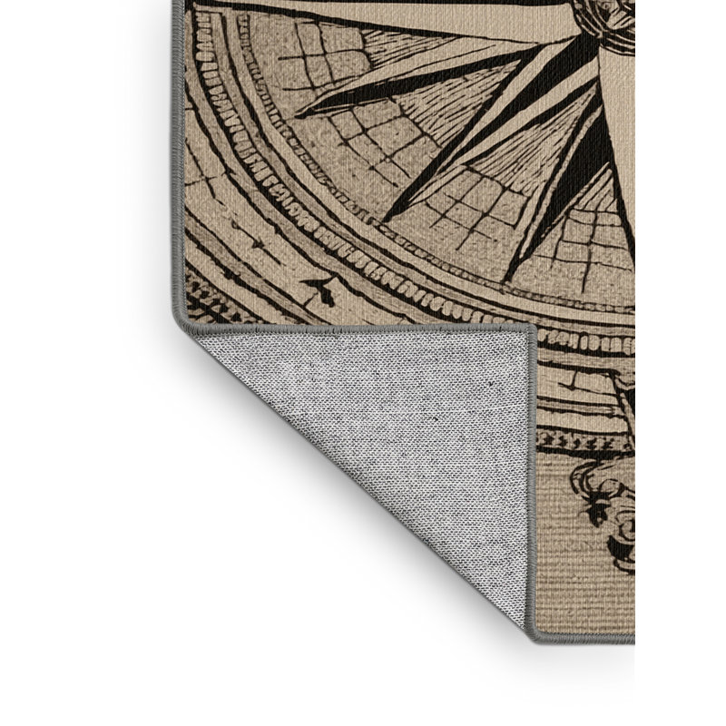  Tapis bord de mer lavable Grand Compass Rose, Rectangle 5 pi x 7 pi