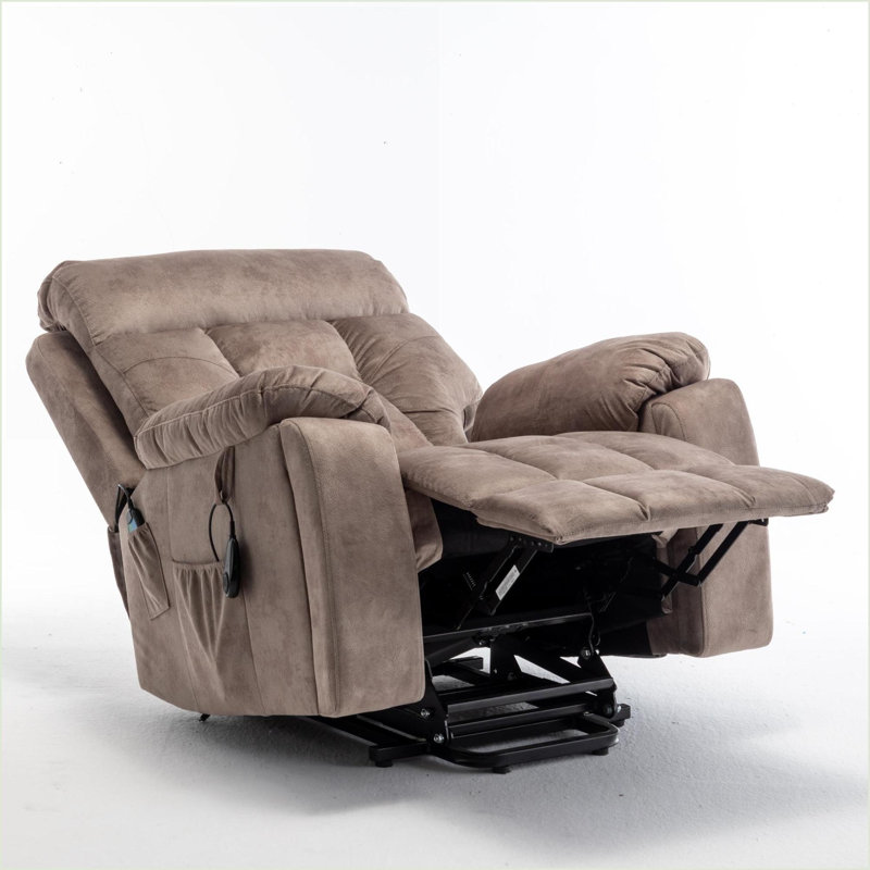 Recliners Power Lift Chair with Massage, Heating &amp; Cup Holder, 26in Oversize for Adults | Velvet | Walnut Brown
