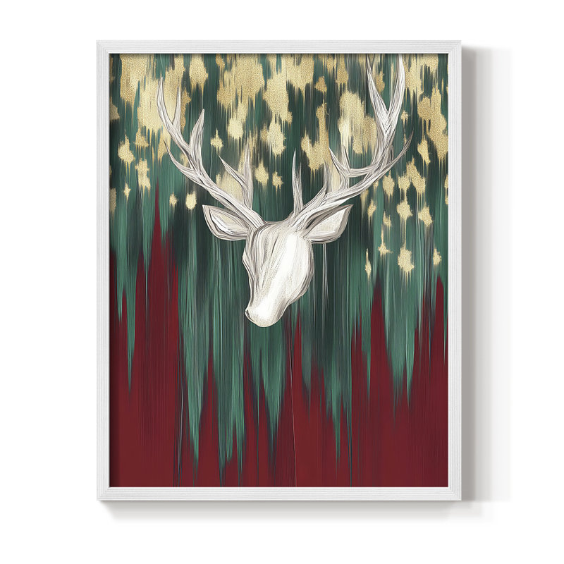 «Christmas Holiday Art», reproduction encadrée CCIXIX - bois massif, H 15 po x l 12 po, Blanc