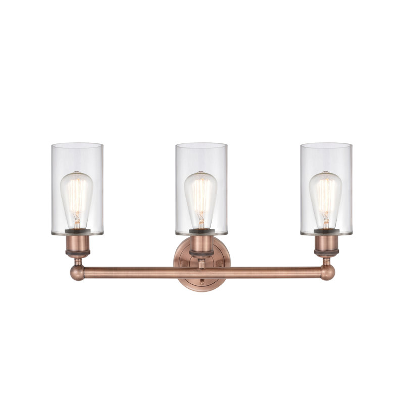 Caldello 3 - Light Dimmable Vanity Light, Clear, Antique Copper