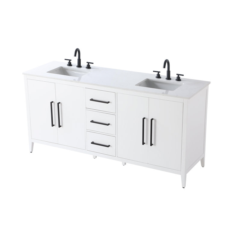 Meuble-lavabo double 72 po, Blanc