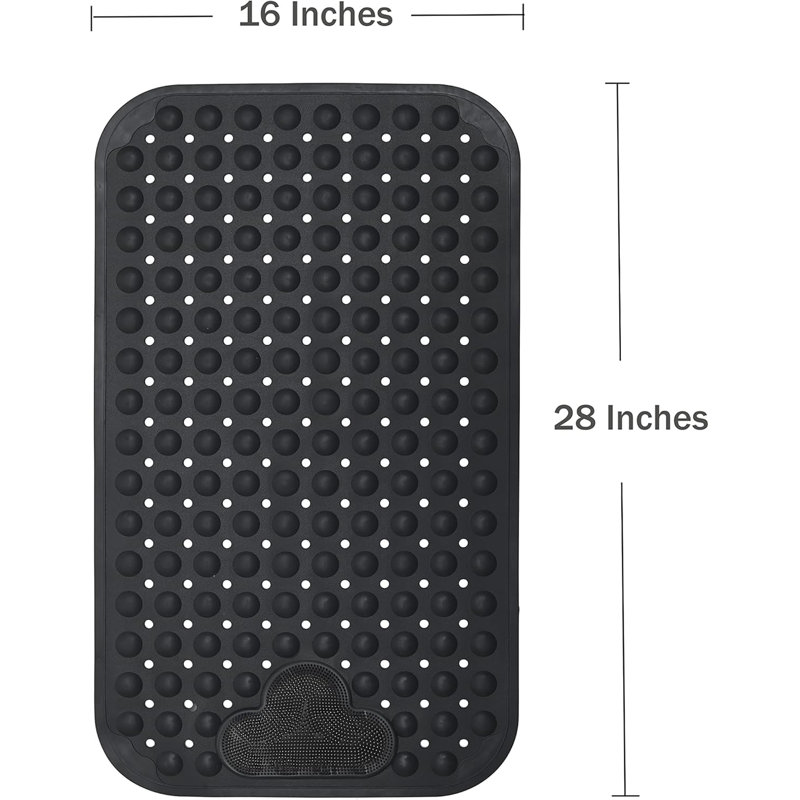 Tapis de bain antidérapant avec ventouses 28 po x 16 po noir