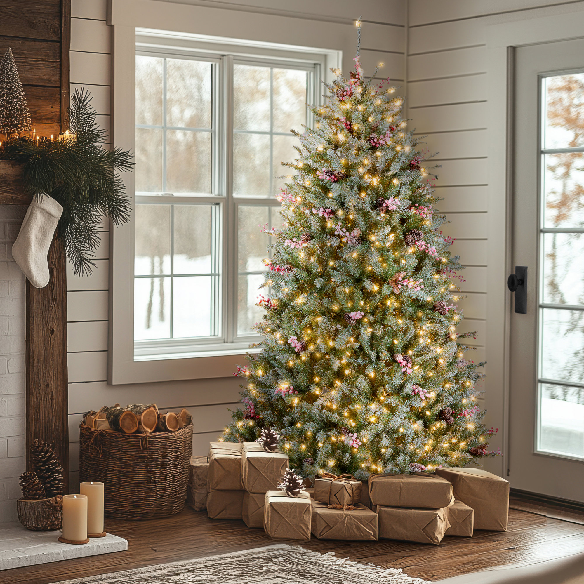 The Holiday Aisle® Dunhill Fir Tree with Clear Lights, 6.5' H