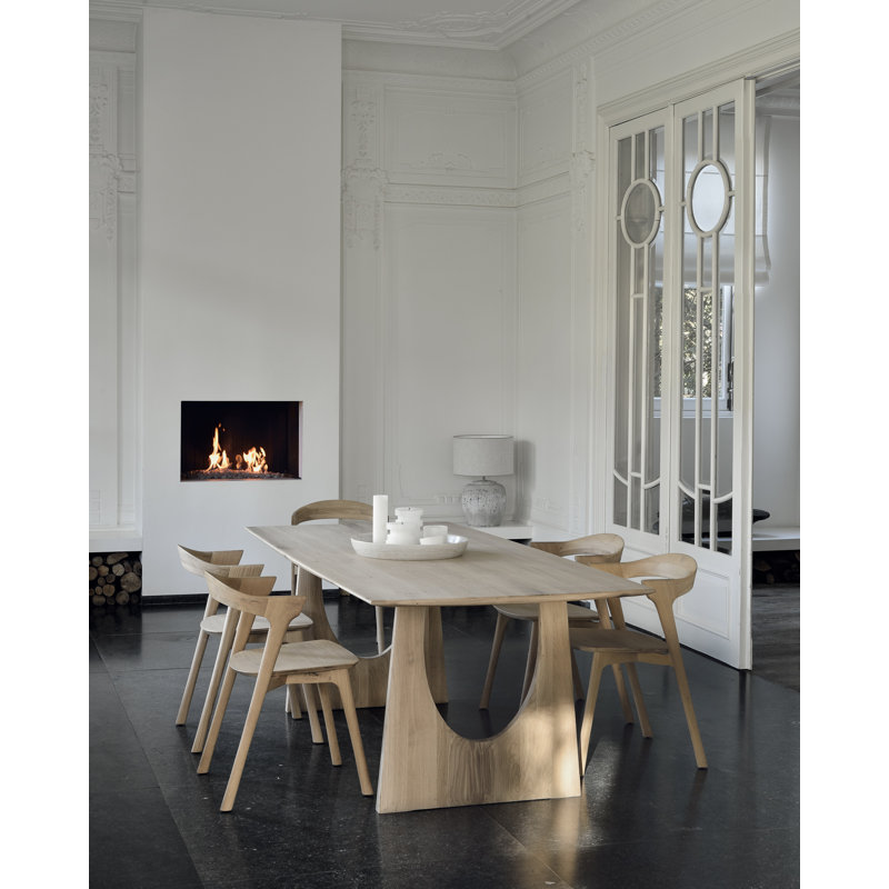 Solid Oak Dining Table, Beige, 39.38" W x 98.43" L