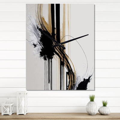 Golden Minimalist Abstract II - Très grandes horloges murales modernes