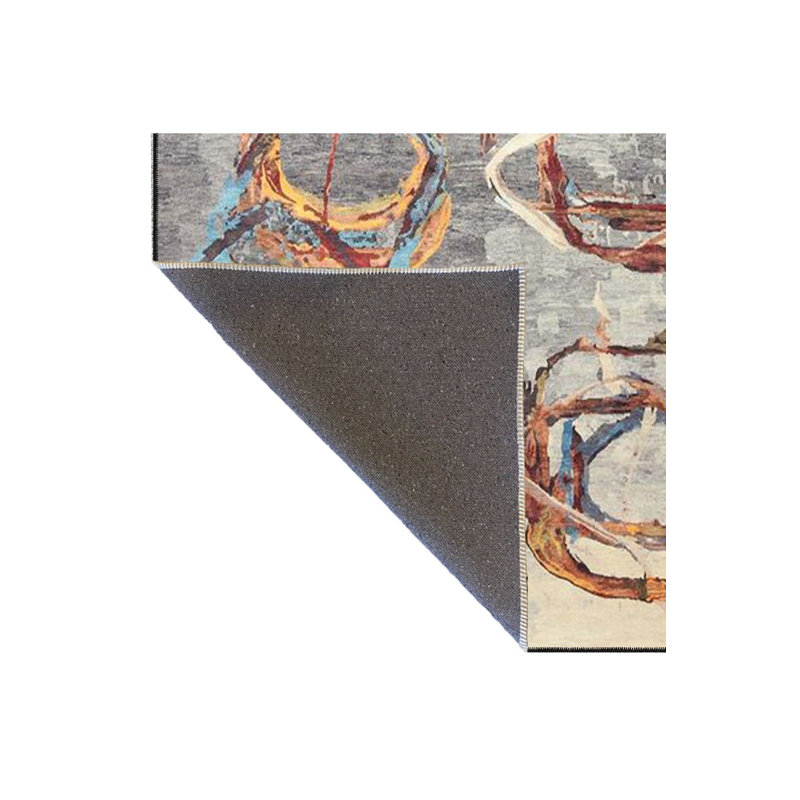 Modern Ring Patterned Woven Base Washable Rug, Rectangle 2'6" x 4'11" Rug Pad Included