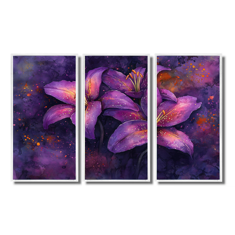 Dreamscape - ensemble de 3 lys, H 28 po x l 36 po, Impression encadrée sans passe-partout, Blanc