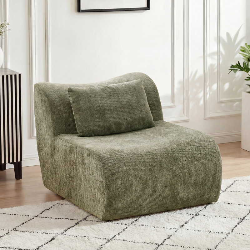 Chaise rembourrée sans accoudoirs, Vert