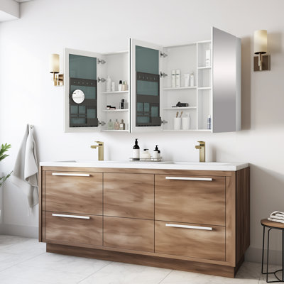 Peggie 72'' W 36'' H Medicine Cabinet Mirror 12 Fixed