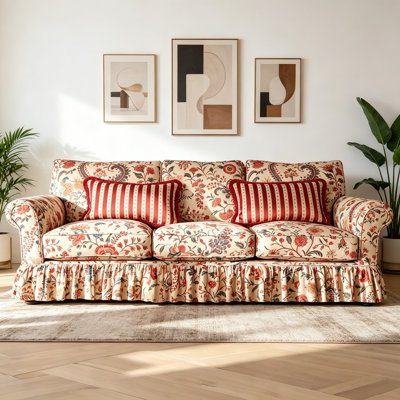American Retro Fabric Three-seater Sofa