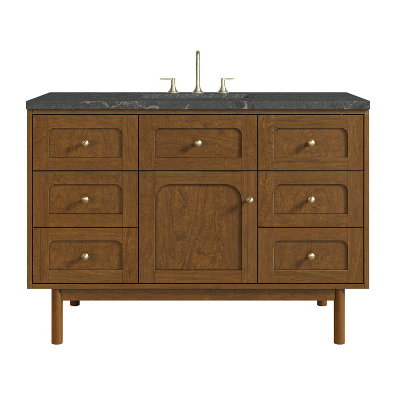 Laurent 48'' W Single Vanity, Parisien Bleu, 8" Widespread, Honey Brown