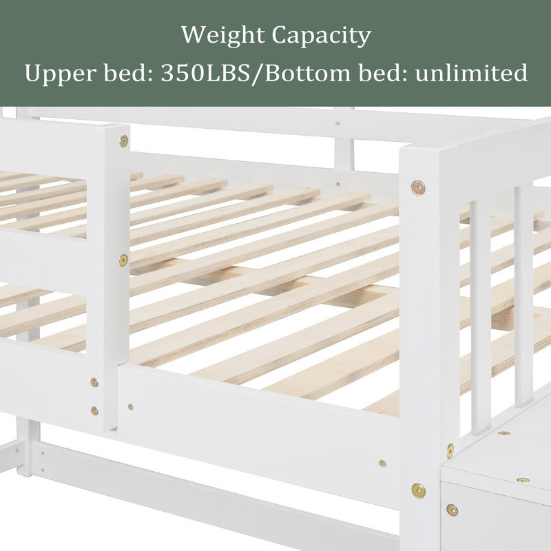 Grallon Kids Full Over Full Bunk Bed with Drawers, White