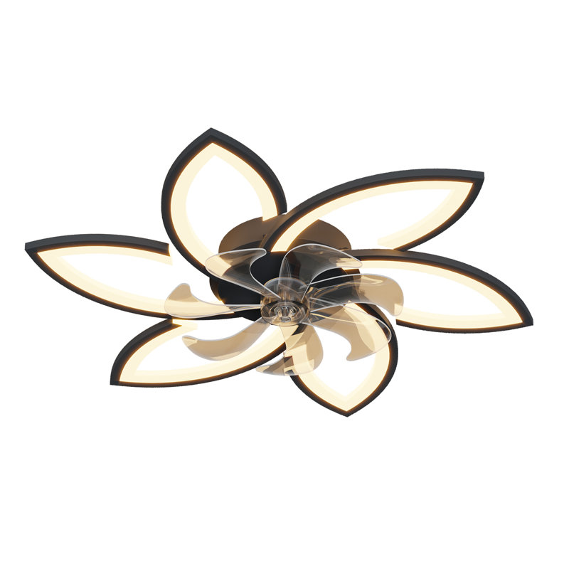 30.7" 7 - Blade Dimmable LED Ceiling Fan with Remote Control and APP, Black
