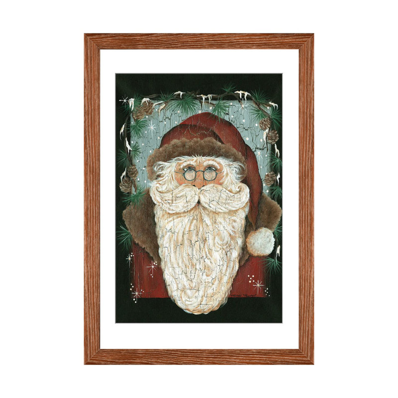 «Old World St. Nick» - reproduction d'art murale - papier d'art encadré, H 24 po x l 16 po, Brun