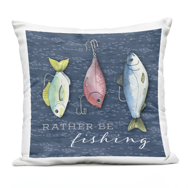Coussin d'extérieur imprimé «Rather Be Fishing» par Holly Thomas Stein