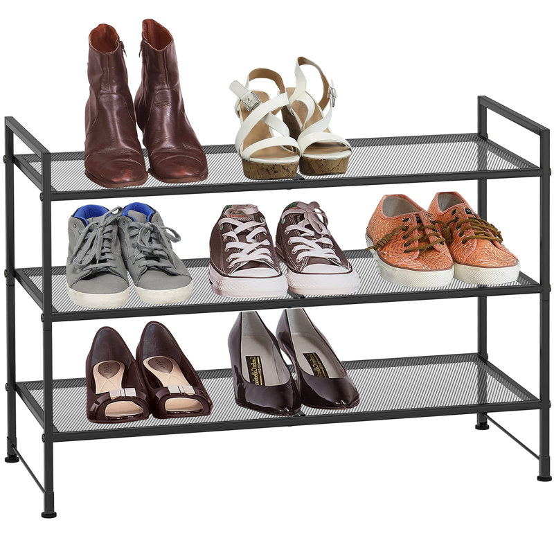 9 Pair Stackable Shoe Rack, Black