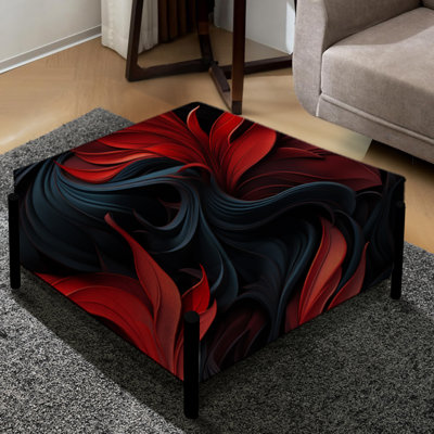 Noir Illusions Moody Patterns - Grand repose-pieds carré damassé