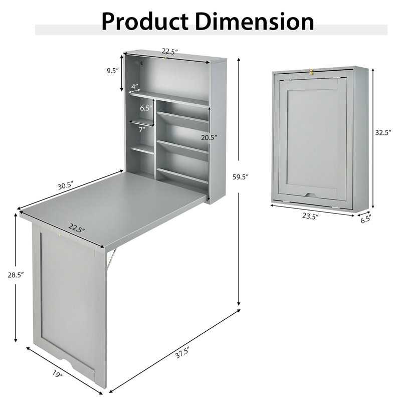 Bureau flottant Camlyn, Gris