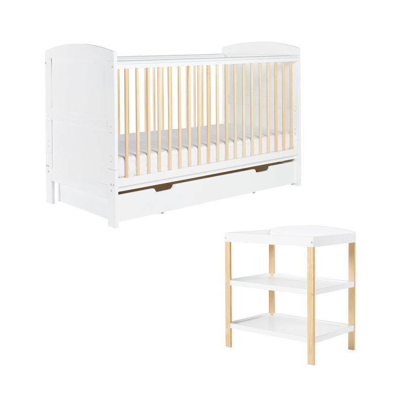 Coleby Scandi 2 Piece Furniture Set, Under Drawer and Fibre Mattress - Scandi White  - White