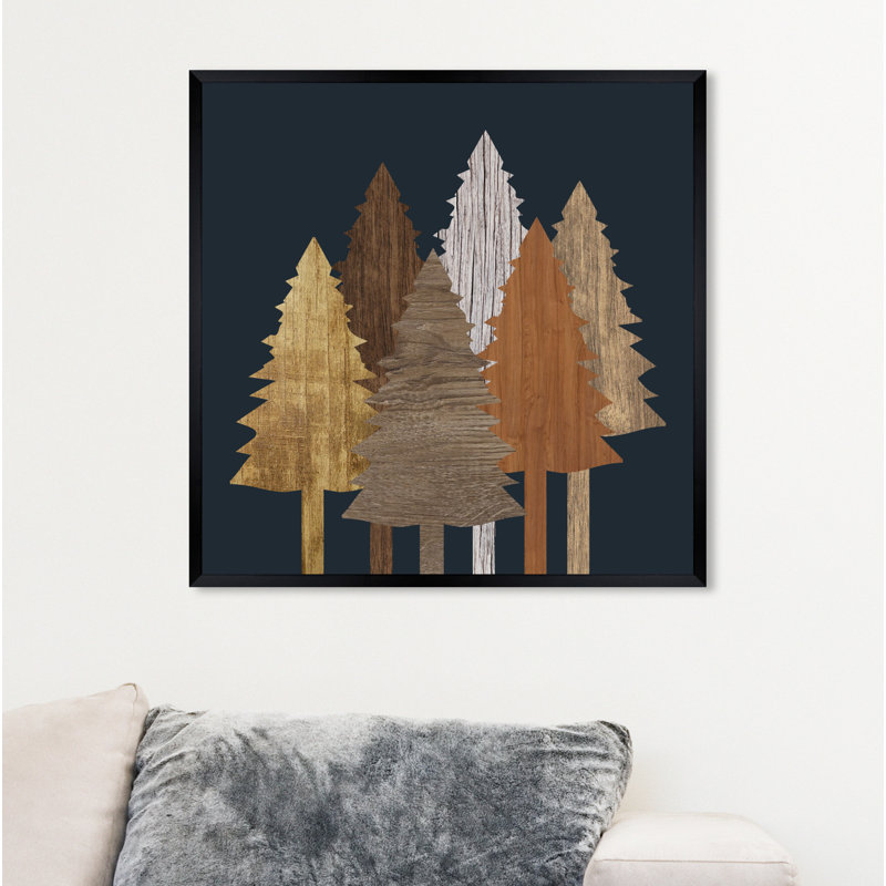 «Wooden Trees», reproduction, H 12 po x l 12 po x P 0,5 po, Encadré