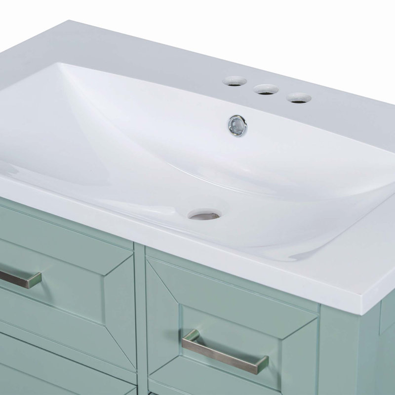 Meuble-lavabo élégant avec plusieurs options de rangement et fabrication durable, Vert