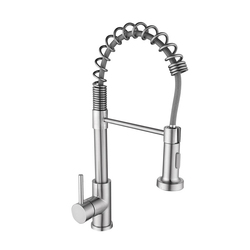 Topcraft Single Handle Single Hole Pull Down Kitchen Sink Faucet, Brushed Nickel