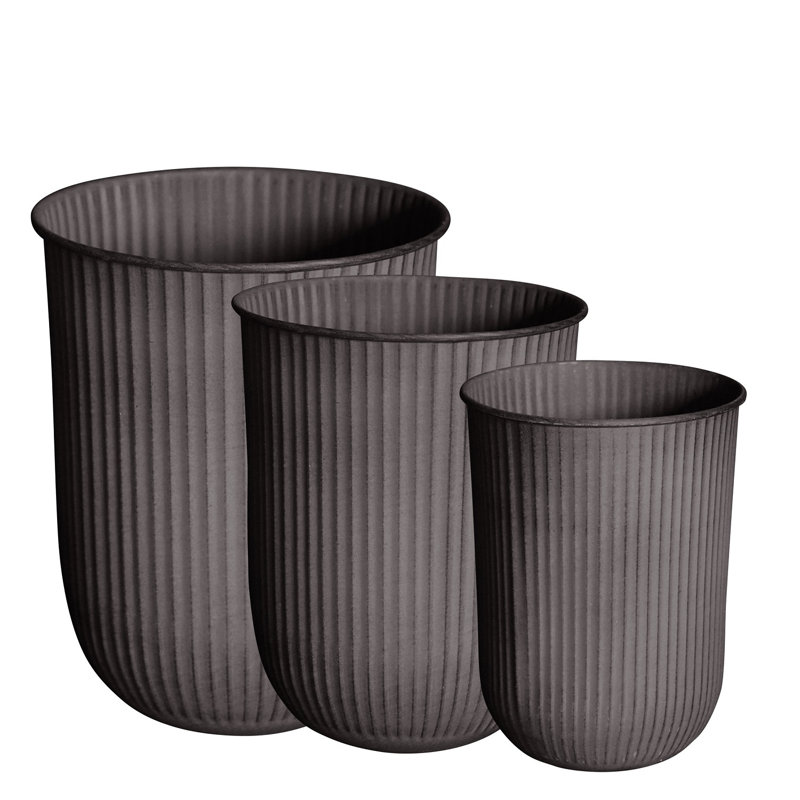 3 Piece Ceramic Table Vase Set, Brown