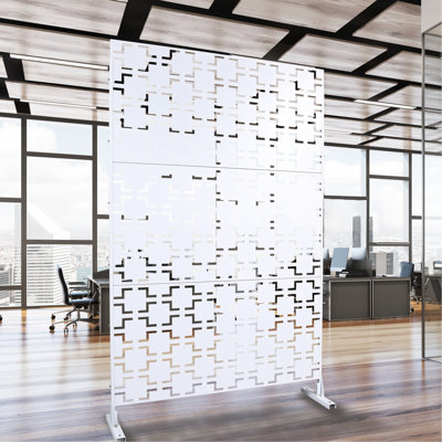 Metal Privacy Screen 76" H48" W - White, For Deck, Patio, Balcony Privacy, Indoor & Outdoor Use, Rust , Decorative Elegant Versatile Fence Balcony, Outdoor, Build, Fade