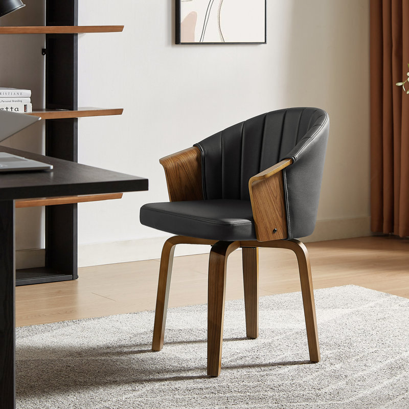 Faux Leather Swivel Task Chair, Black