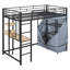 Lit mezzanine en métal avec bureau, tablettes, prise de courant, lumière DEL et garde-robe-411726410-411726413