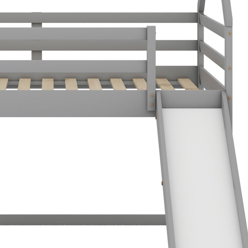 Bunk House Bed With Slide And Ladder, Grey