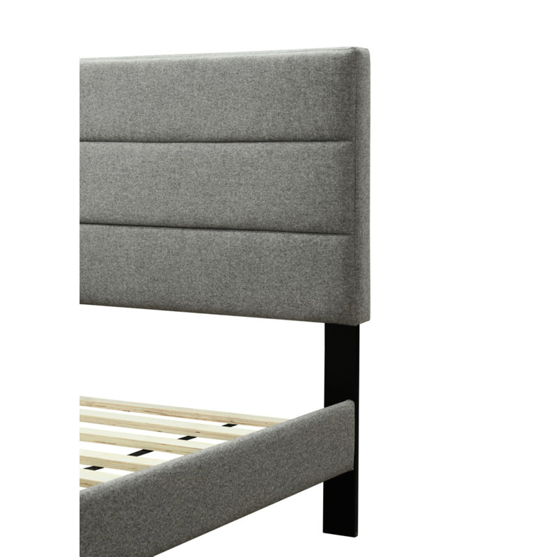 Charging Gray Queen Sized Bed In A Box With Channel Headboard Secure - Upholstered Shade