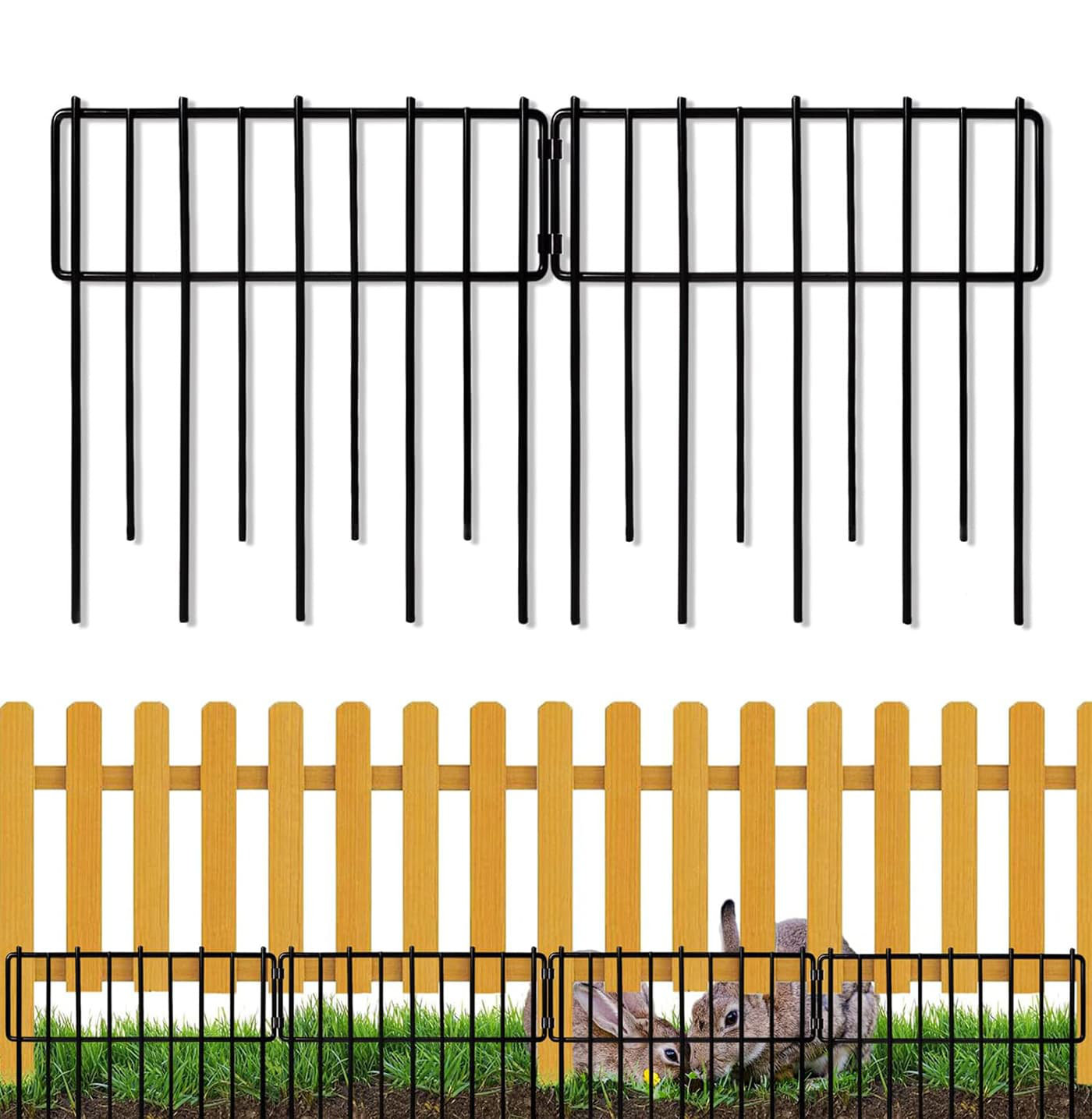 Dekorativer Bogen Faltbarer Gartenzaun Anti-Rost Grünes Eisen Landschafts Paneel