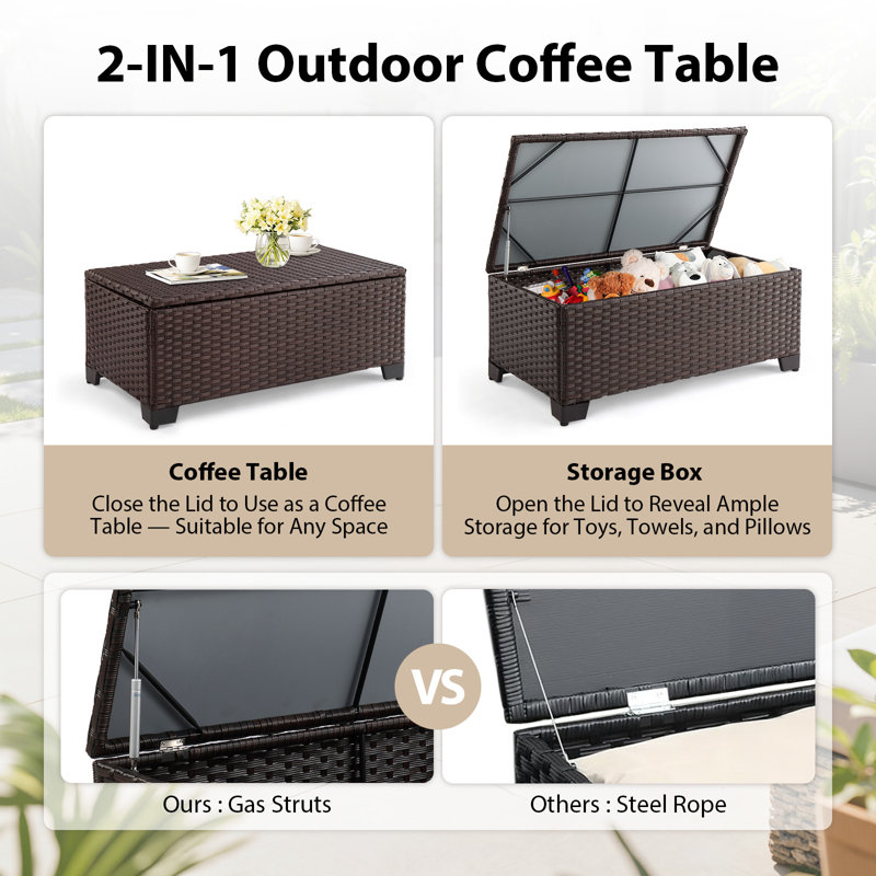 Table d'appoint polyvalente avec rangement brun en osier