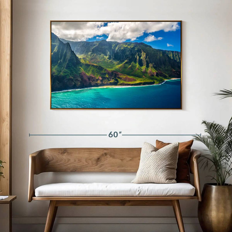 Kauai, 46 po x 31 po, Cadre flottant doré