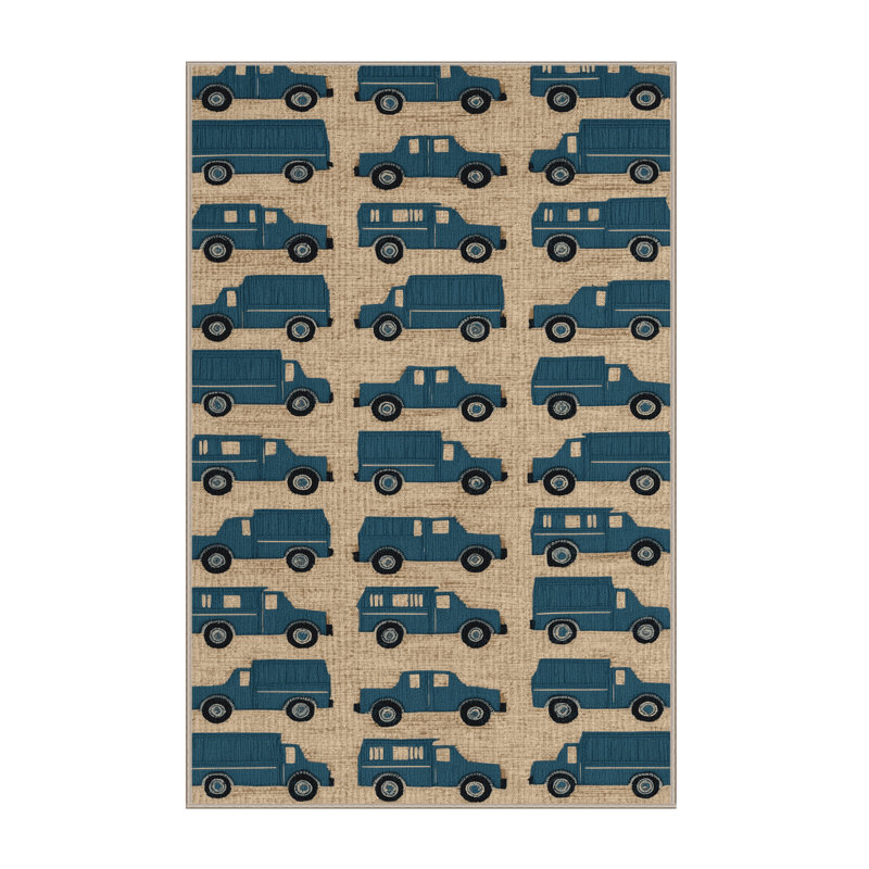 Machine Washable Transportation Brown Area Rug, Rectangle 8' x 12'