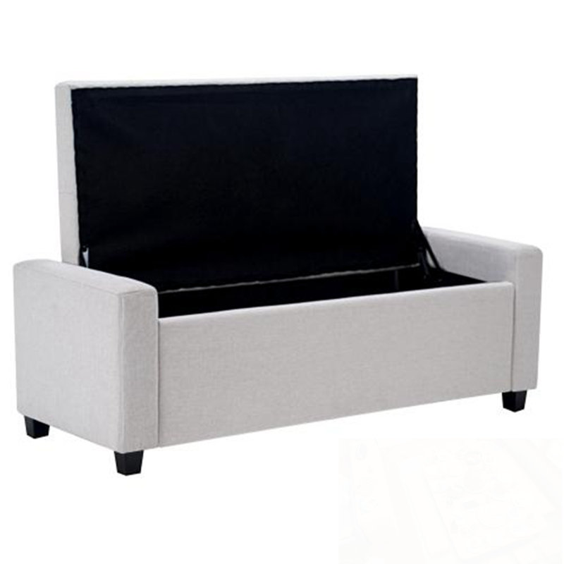 Upholstered Bench with flip top storage, Beige