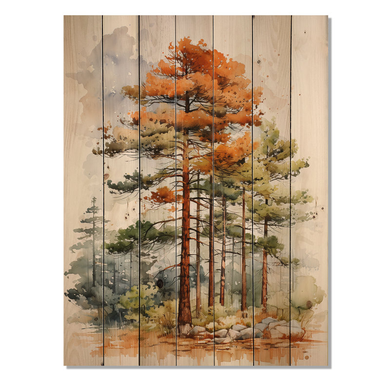 Pin majestueux Ponderosa II - impression florale sur bois de pin naturel, H 20 po x l 10 po x P 0,78 po