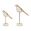 Sculpture exquise d'oiseau - objets décoratifs élégants et statues pour la cuisine - Accent d'oiseau contemporain pour la décoration intérieure et décorations de salon, de vestibule ou d'étagère - ensemble de 2, 12 po, blanc et or