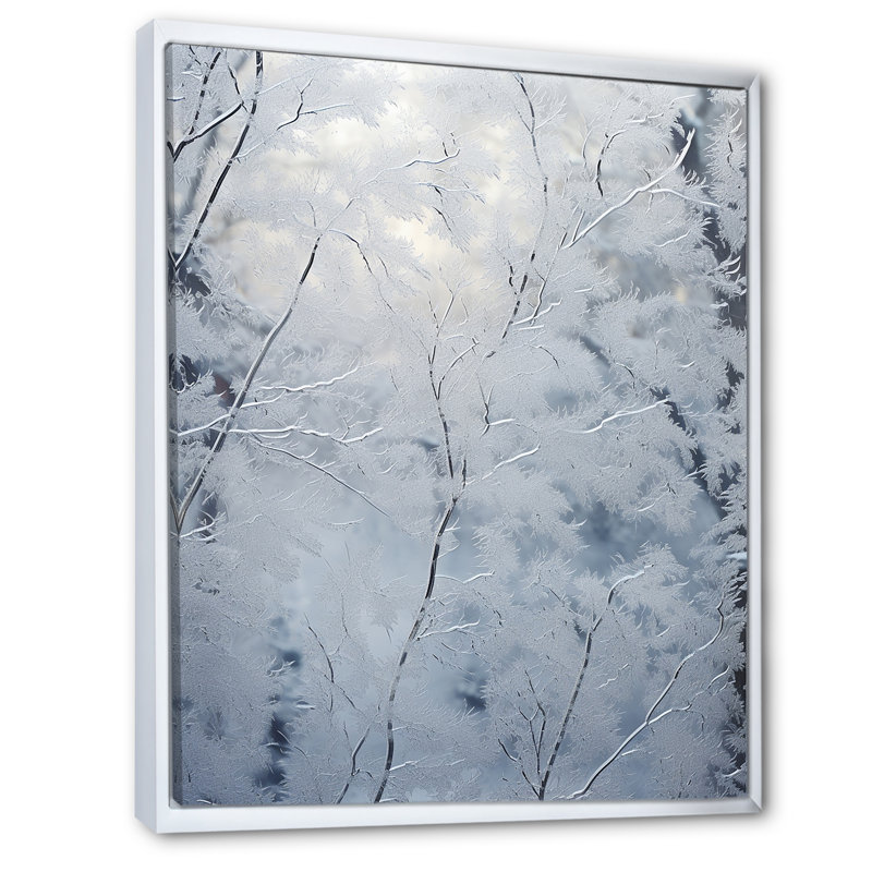 «Winter Tree Tranquility II - Winter Landscape», art mural, H 32 po x l 24 po x P 1 po, Cadre flottant blanc